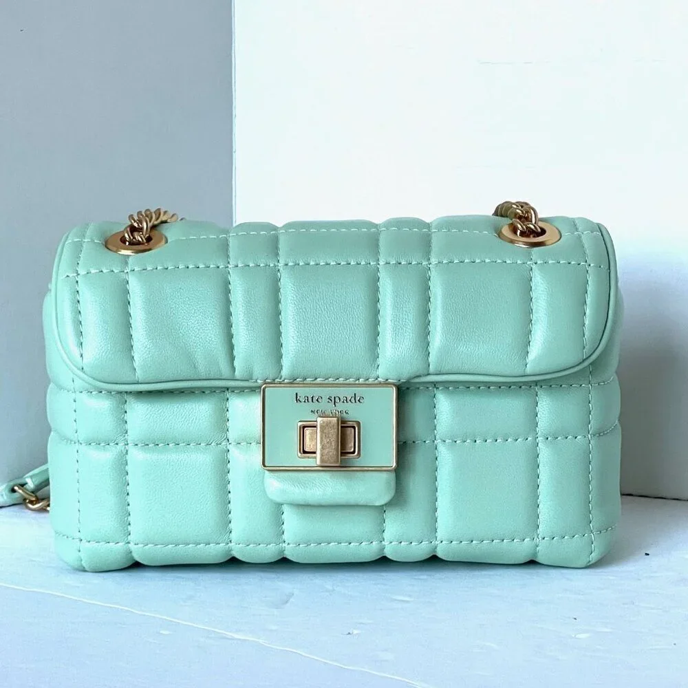 Kate Spade Evelyn Small Quilted Leather Chain Shoulder Bag Pistachio